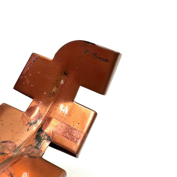 Renoir Vintage Copper Cuff Modernist Geometric Bracelet - Picture 10 of 16